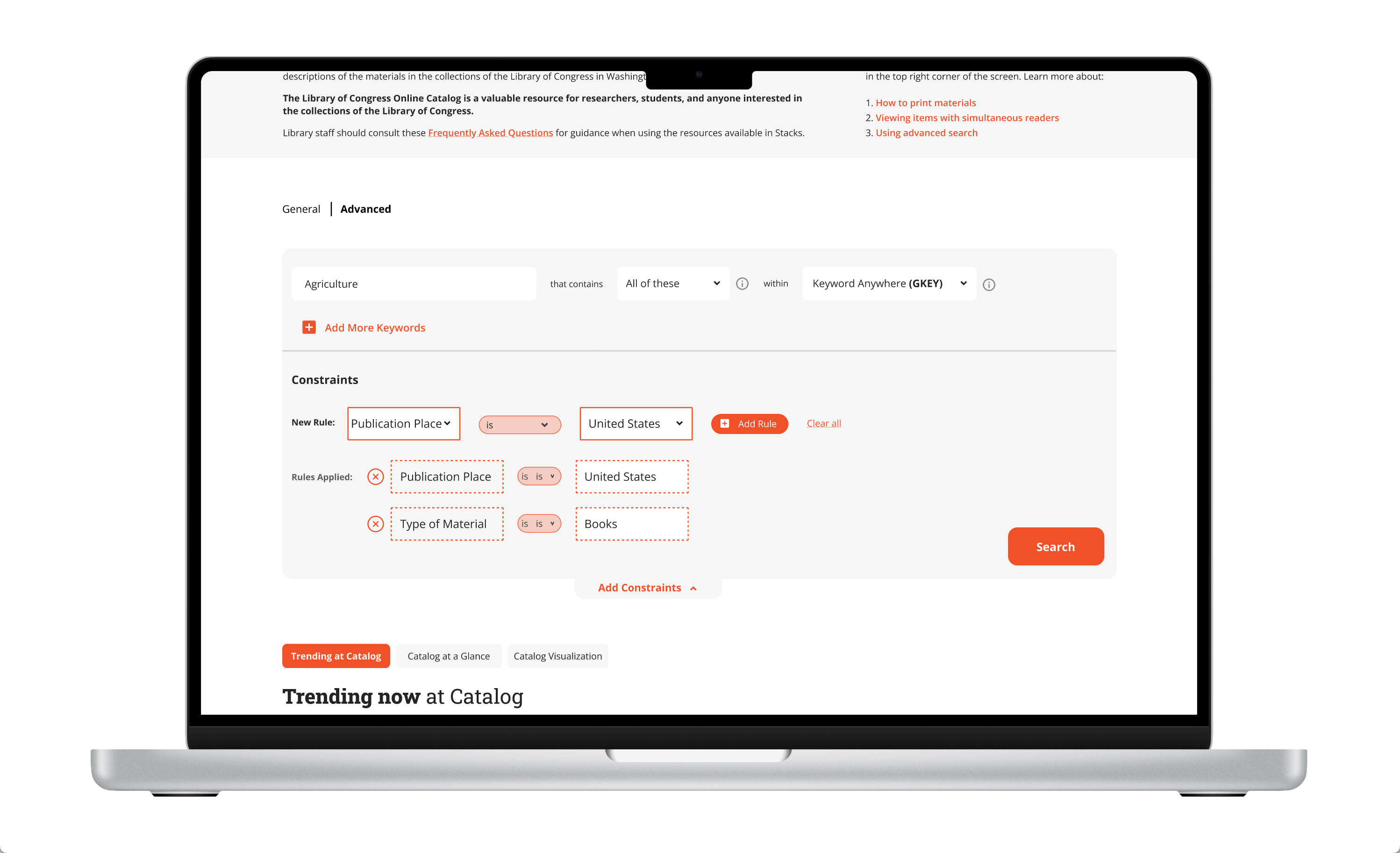 Sprint 3 prototype screenshot of the catalog redesign