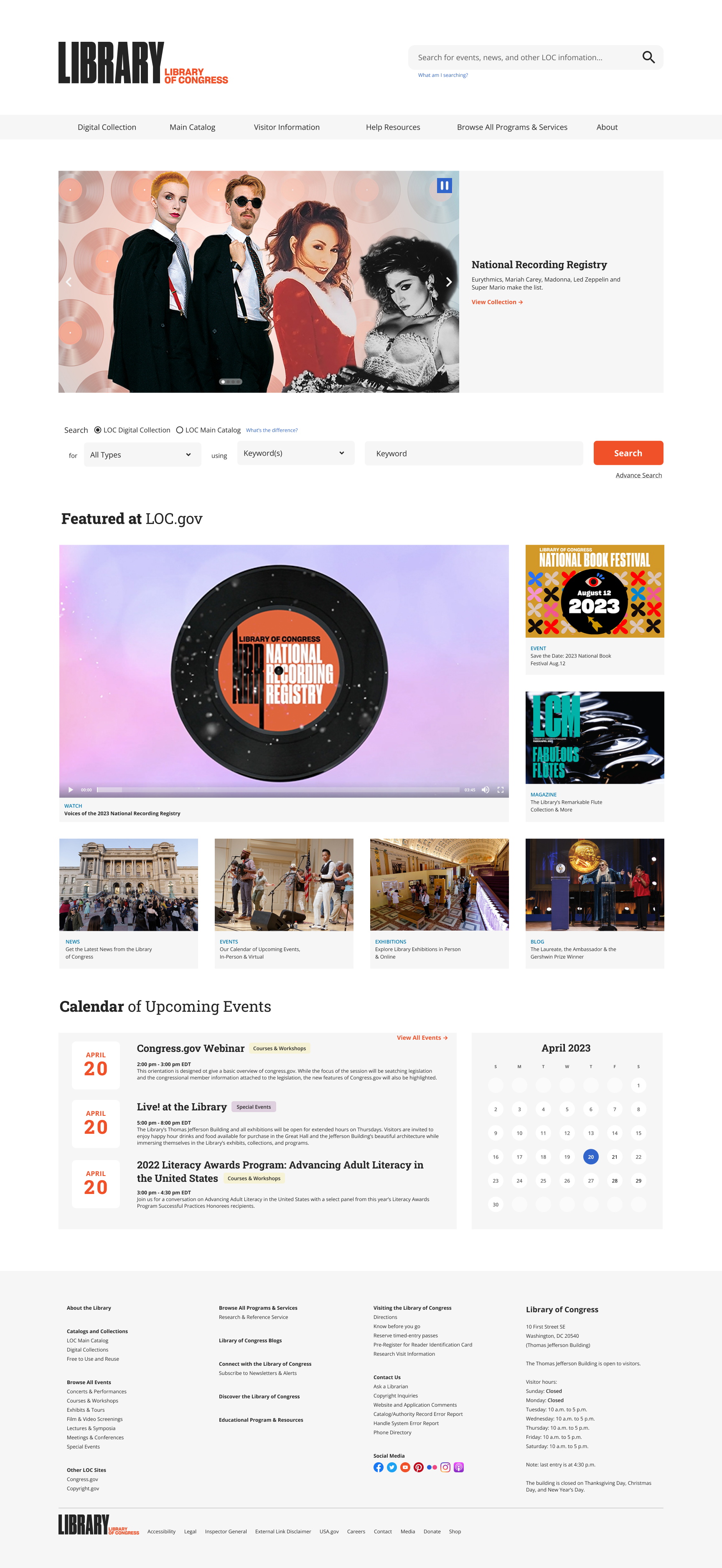 Loc.gov landing page final design after Sprint 5 edits