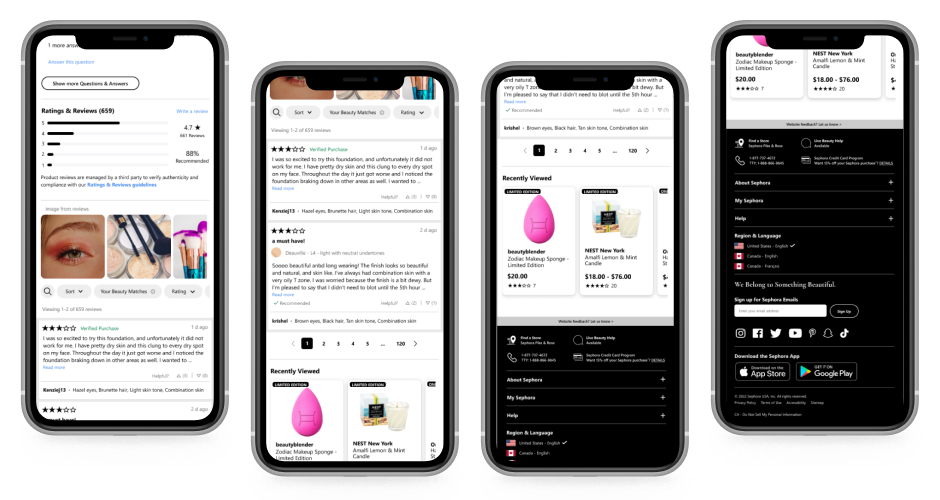 Sephora NARS Foundation product page redesign — mobile view