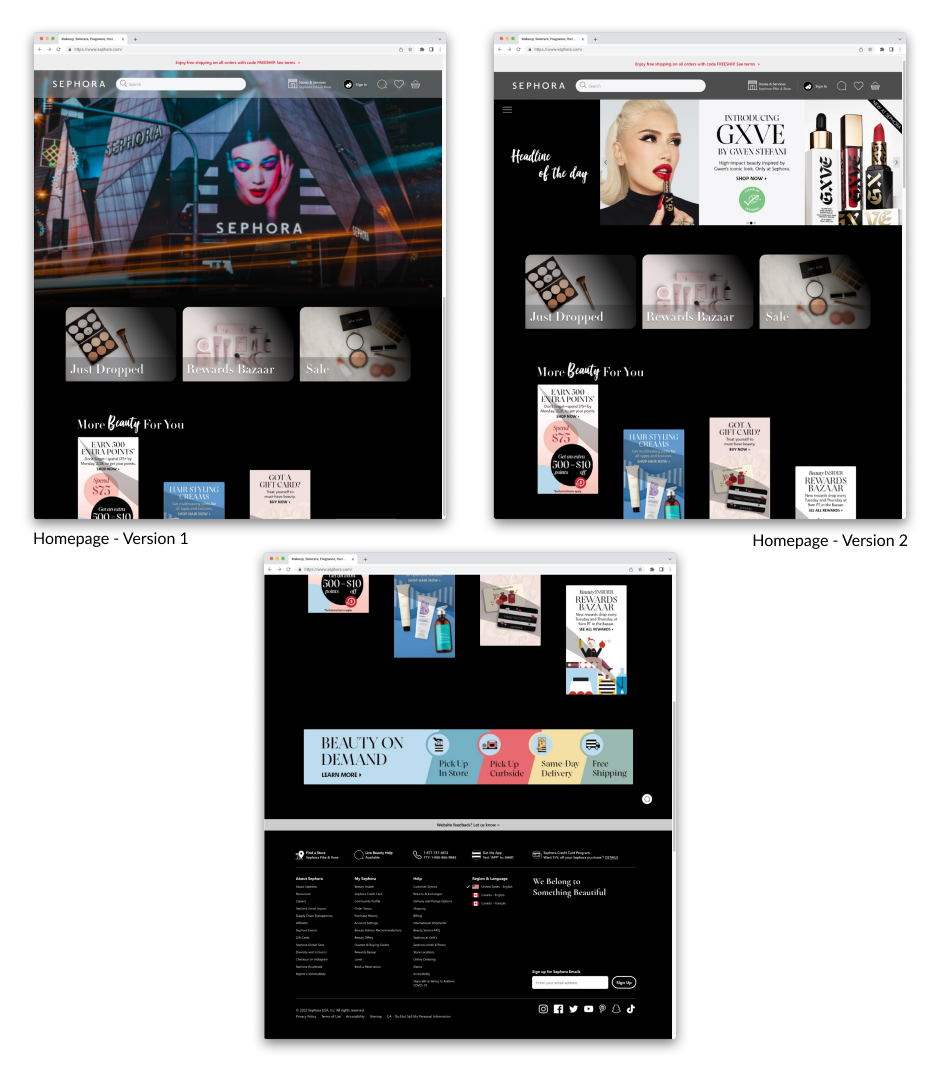 Sephora Quizzes and Buying Guides page redesign — desktop view