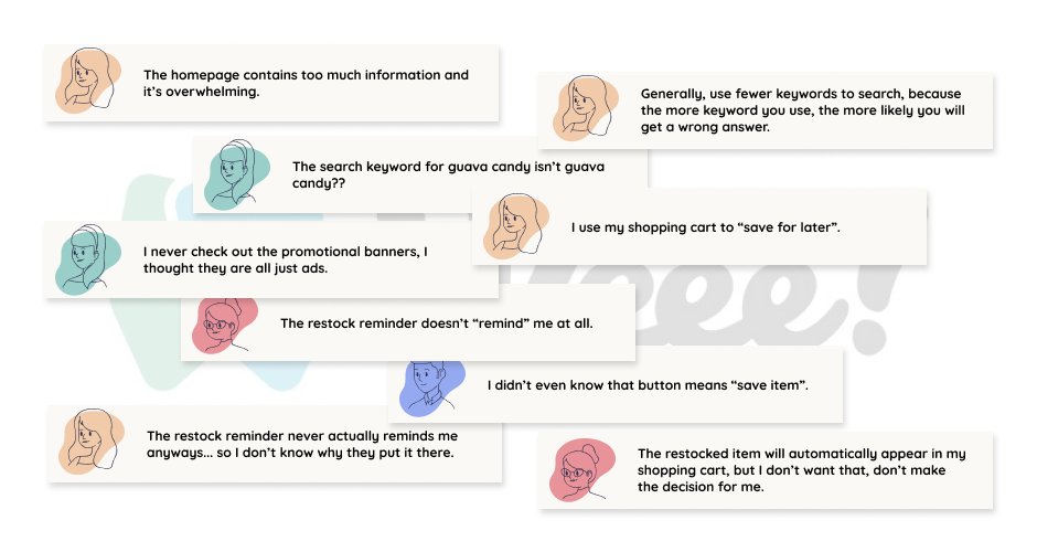 Selected participant quotes highlighting usability pain points